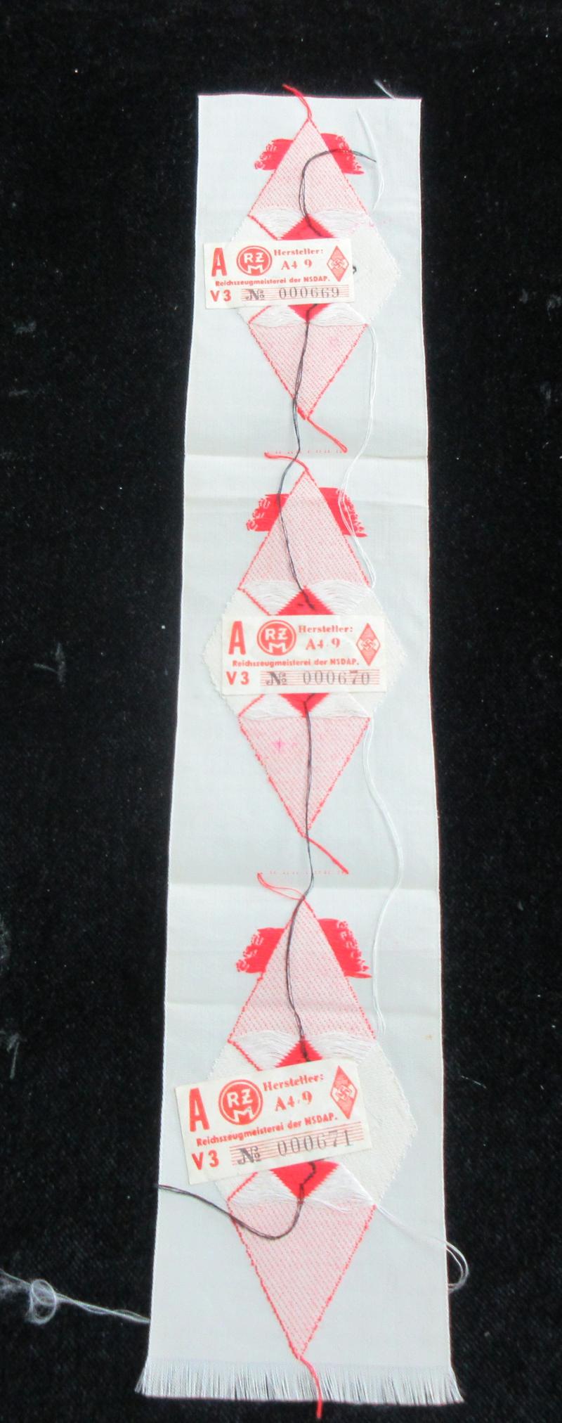 STRIP of THREE HJ DIAMONDS with PAPER TAGS