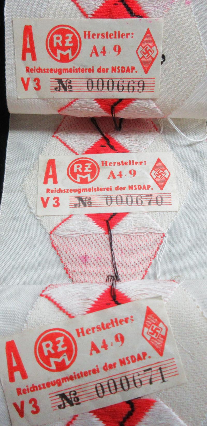 STRIP of THREE HJ DIAMONDS with PAPER TAGS