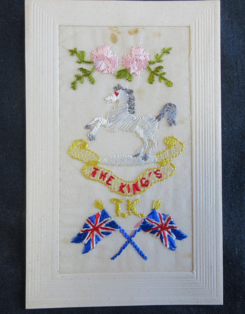 WW1 THE KINGS, LIVERPOOL REGIMENT SILK POSTCARD