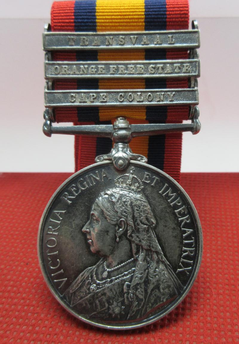 BRITISH 3 BAR BOER WAR MEDAL- BERKSHIRE REGIMENT