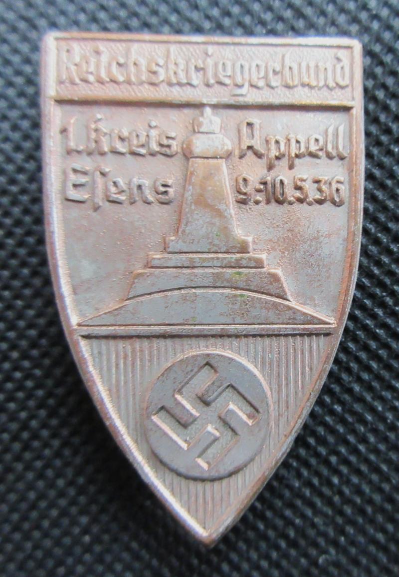 1936 REICHSKRIEGERBUND TINNIE/DAY BADGE